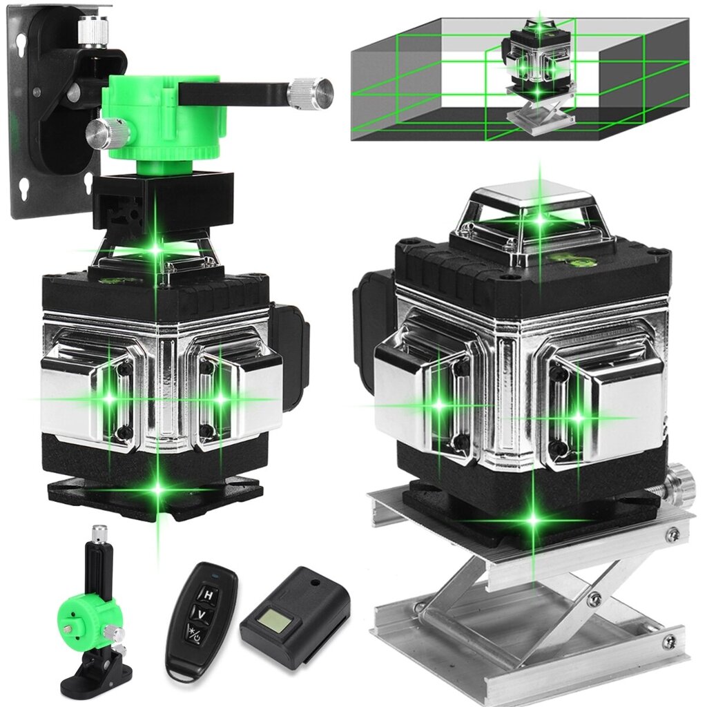 16 Line 360° Horizontal Vertical Cross 4D Green Light Laser Level Self-Leveling Measure Super Powerful Laser Beam - характеристики