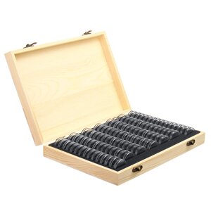 100PCS Rugged Wooden Commemorative Coin Display Case Capsule Holder Storage Collection Box