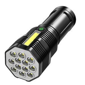 12LED Ultrabright На открытом воздухе Домашний портативный светодиодный фонарик USB-зарядка Суперлегкий тактический фона