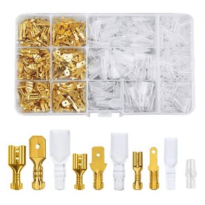 135/270/315PCS Box Insulated Male Female Wire Connector 2.8/4.8/6.3MM Golden Electrical Crimp Terminals Termin Spade Con