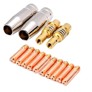 14Pcs 15AK Расходные материалы для сварочной горелки 0.6mm 0.8mm 0.9mm 1.0mm 1.2mm MIG Torch Gas Nozzle Tip Holder of 15