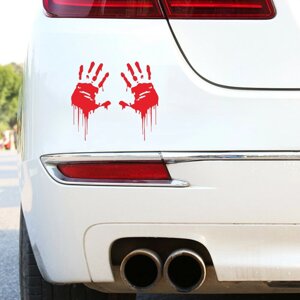 2 шт. Кровоточащие руки наклейки на автомобильный бампер смешной Хэллоуин тематические кровоточащие декали креативное ук