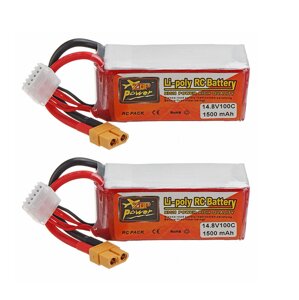 2 Шт. ZOP POWER 14.8 в 1500 мач 100C 4S lipo батарея с разъемом XT60 для RC модели