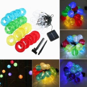 20 LED Солнечная Power Colorful Фонарь String Fairy Light На открытом воздухе Festival Сад Рождественский декор