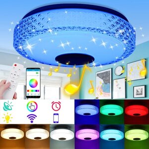 220V RGB LED Музыкальный потолок Лампа Bluetooth APP + пульт дистанционного управления Кухня Спальня