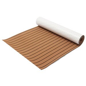 300cm x 90cm x 6mm EVA Foam Faux Teak Sheet Brown with Black Lines Boat Yacht Synthetic Teak