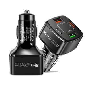 38 Вт 4-портовый USB PD Авто Адаптер зарядного устройства Dual USB-A + Dual USB-C PD QC3.0 Быстрая зарядка для iPhone 12