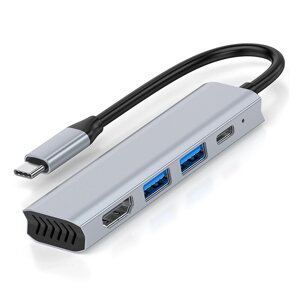 4 в 1 Тип-C Док-станция Адаптер разветвителя концентратора USB-C USB2.0 USB3.0 PD100W 4K @ 30 Гц Многопортовый концентра