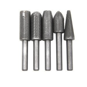 5pcs 6mm Shank Rotary Rasp Carbide Burr Rotary Cutter File Woodworking Metal Trimming Set Metal Polishing Repair Tool