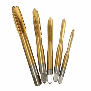 5pcs M3-M8 HSS Spiral Point Tap Straight Flute Metric Titanium Machine Screw Tap