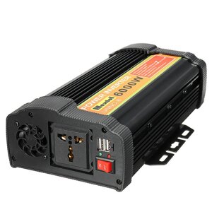 6000W Пиковый автомобильный инвертор питания DC 12V в AC 220V Двойной USB Модифицированный синусоидальный трансформатор