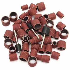 63pcs 80Grit Drum Sanding Kit 1/2 3/8 1/4 Inch Sand Mandrels Fit Dremel Nail Drill Rotary Tools