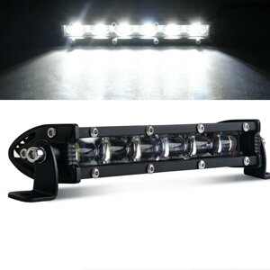 8inch 60W 6500K 6LED Work Light Slim Single Row 6D 9-30V Spot Beam Off-Road Waterproof Lamp