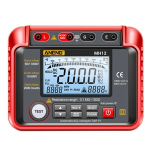 ANENG MH12 Insulation Earth Resistance Tester Digital Meter AC DC Ammeter Transistor Tester LCD Megohmmeter Meter Voltme