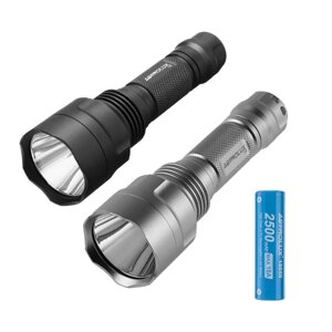 Астролюкс C8 нержавеющая сталь40 2200LM 7/4modes A6 Driver Tactical LED Flashlight + 1Pcs Астролюкс E1825 2500mAh 18A