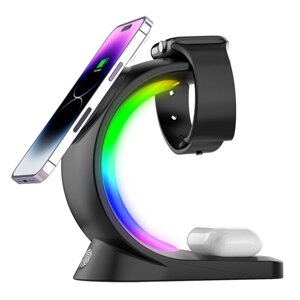 Bakeey T17 RGB 3 в 1 15 Вт Магнитное беспроводное зарядное устройство для iPhone 14 для iWatch для Airpods Pro