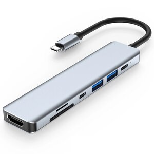 Bakeey 7 в 1 Тип-C Док-станция Разветвитель адаптера концентратора USB-C с USB3.0 USB2.0 USB-C PD 87 Вт 4K HDMI-совмести