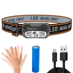 BIKIGHT Mini USB перезаряжаемый XPG+ 2 LED Налобный фонарь Датчик Налобный фонарь Кемпинг Фонарик На открытом воздухе Фо