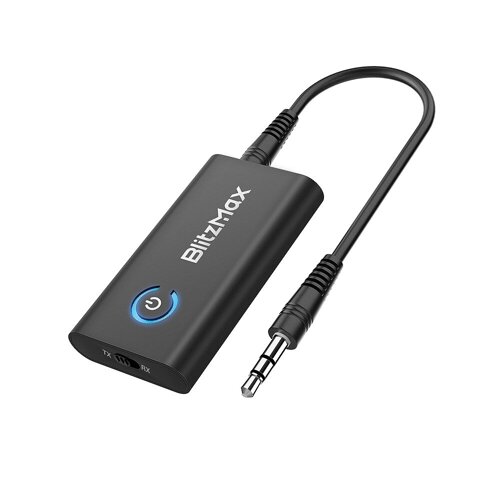 BlitzMax BT05 Transmitter Receiver bluetooth V5.2 Apt Adaptive Low Latency HiFi Sound Dual Link Pairing 2 in 1 Audio Min