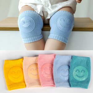 Cartoon Smile Kids Knee Kads Baby Terry Носки Crawling Dispensing Non-slip Knee Pads Налокотники