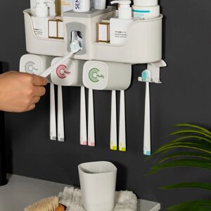Держатель зубной щетки Многофункциональный настенный диспенсер для зубной пасты для Ванная комната Стеллаж для хранения