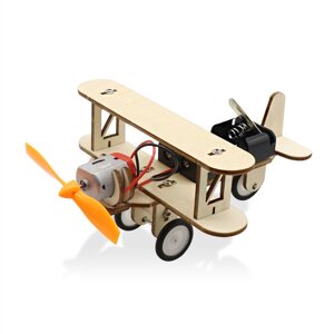 DIY электрическая рулежная модель самолета игрушки деревянный самолет двойной Мотор биплан для детей маленькие изобретен