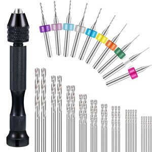 Drillpro 36 Pieces Рука Дрель Set Include Pin Vise Рука Дрель Mini Drills and 0.5-3.0mm HSS Drills and 0.3-1.2mm PCB Dri