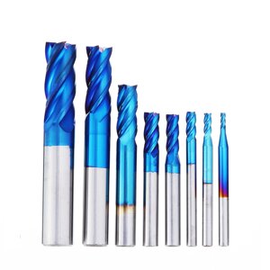 Drillpro 8Pcs Blue Naco 2-12mm 4-х зубчатые твердосплавные концевые фрезы HRC50 Фрезы из вольфрамовой стали Инструмент