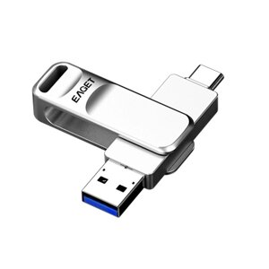 Eaget CF20 Type-C и USB3.0 Flash Диск 32G/64G/128G/256G Двойной металлический интерфейс Вращение на 360° Встроенный чип