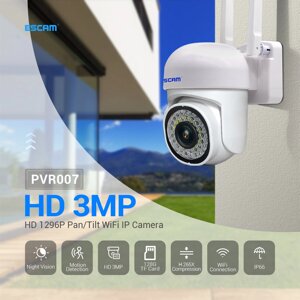 ESCAM PVR007 3MP 1296P Полноцветный беспроводной PTZ IP Dome камера H. 265 IP66 AI Обнаружение гуманоидов Домашняя