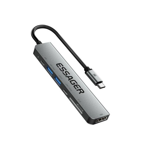 Essager 7 в 1 Hub USB Type-C к HDMI-совместимой док-станции для ноутбука для Macbook Pro Air M1 M2 Extensor Usb 3.0 Adap