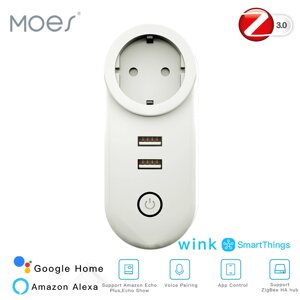 EU Smart Wifi Разъем Zigbe 3.0 2 порта USB 100–240 В Голосовое управление Работа с SmartThings Wink Alexa Google Home