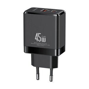 [Gan tech] USAMS US-CC178 T58 2-портовое зарядное устройство USB PD мощностью 45 вт USB-C PD+USB-A QC SCP адаптер настен