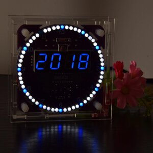 Geekcreit Fourth Generation DIY EC1838B DS1302 Light Control Rotation LED Electronic Clock Kit Music Alarm Clock With H