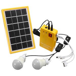 Генератор панели солнечной энергии Набор 5V Зарядное устройство USB Домашняя система с 3 лампочками LED