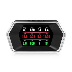 GEYIREN P17 4,3 "OBD + GPS Двойная система HUD Вращающийся LCD Детектор превышения скорости Температура воды Скорость Си