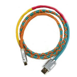 HCC 1 м USB Type-C кабель для быстрой зарядки для Клавиатура спиральной плетеной линии ручной работы тканый кабель для п