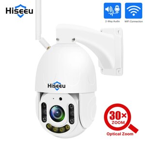 Hiseeu 30X Zoom 5MP WiFi PTZ камера Беспроводное цветное ночное видение Двусторонняя аудиосвязь IP66 Водонепроницаемы Об