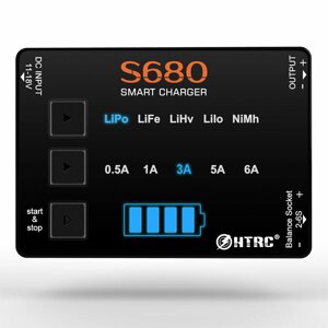 HTRC S680 80W 6A AC to DC Mini RC LiPo зарядное устройство для 1-6s Lipo/Life/LiHv/Lilon/1-15S Nimh Батарея с адаптером