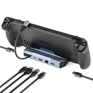 Игровая док-станция Pobod Steam Deck 6-в-1 с USB3.0 * 3 PD100W USB-C 4K при 60 Гц HDMI 1000M LAN Мультипорты USB-концент