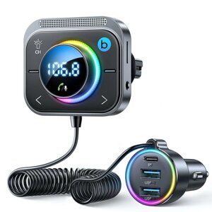 Joyroom JR-CL18 Bluetooth 5.3 FM/AUX Bluetooth Авто Адаптер 3 порта PD&QC 3.0 FM модулятор Bluetooth Авто Передатчик Авт