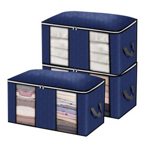 KING DO WAY 3PCS Clothes Storage Bag Non-woven Fabric Two-window Foldable Storage Bag