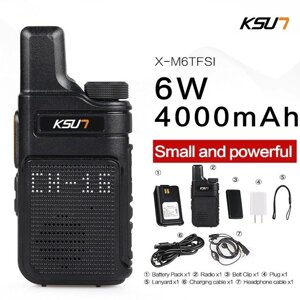 KSUN X-M6 6 Вт Портативный Walkie Talkie Мини двухсторонний Радио UHF 400-480 МГц PMR 446 Приемопередатчик внутренней св