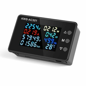 KWS-AC301 8 in1 Voltmeter Ammeter AC 50-300V Power Energy Meter LED Digital AC Wattmeter Electricity Meter 0-100A