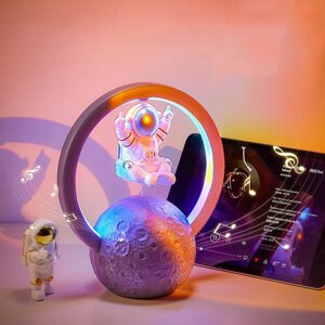 Магнитный левитирующий астронавт LED Ночник RGB Атмосфера Лампа С музыкальным плеером Bluetooth Стол с динамиком Лампа Д