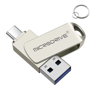 MicroDrive 2 в 1 Type-C и USB3.0 Flash Драйвер OTG USB-драйвер 32G 64G 128G 256G Металлический USB-накопитель с вращение