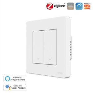 MoesHouse Tuya Smart Zigbe3.0 Кнопочный переключатель 2Gang Дистанционный Smart Life APP Control Функция синхронизации Г