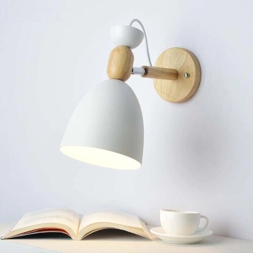 Настенный светильник для спальни из массива дерева в скандинавском стиле, современный минималистичный Macaron LED Wall Л
