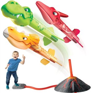 Педаль Летающий динозавр Ракетная установка для детей Запуск до 100 футов На открытом воздухе Игрушки Семейная забавная