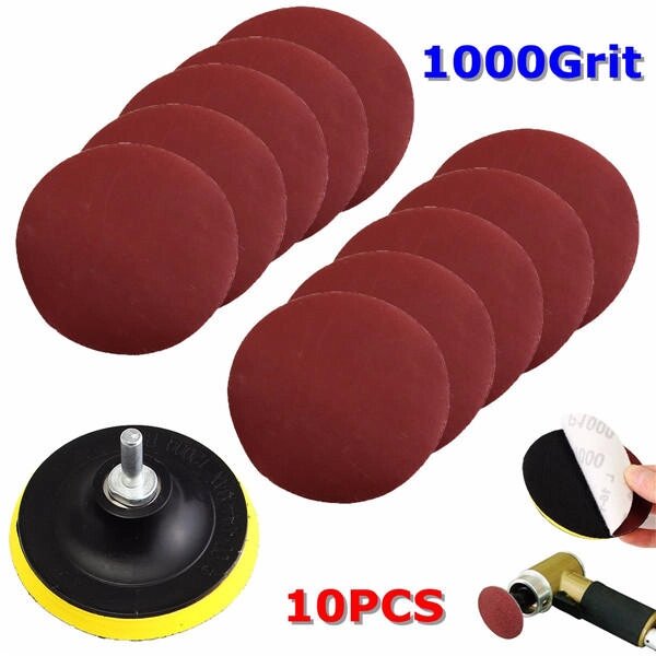 10pcs 4 Inch 1000 зернистость Sandpaper with Backer Pad and Drill Adapter - характеристики